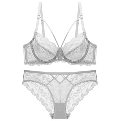 Σέξι Bralette Full Lace Γυναικείο Σουτιέν και Εσώρουχα Wirefree Gathered Softwear Σετ εσώρουχα για κορίτσι Σουτιέν και εσώρουχα Μεγάλο μέγεθος ABCDE