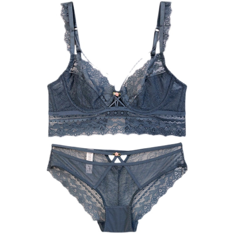 Prantsuse üliõhukesest pitsist läbipaistev terasrõngas suured rinnad väike seksikas peen haldjapesu komplekt suvine rinnakorv langerie