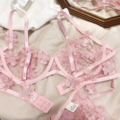 Σετ σουτιέν και σλιπ Γυναικεία εξαιρετικά λεπτά κεντημένα εσώρουχα σουτιέν κοστούμι κάτω από σύρμα υποστήριξη διαφανών σετ γυναικείων εσωρούχων