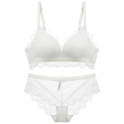 Čipkani ultra tanki trokutasti komplet bežičnog grudnjaka i gaćica Deep V Čipkasto donje rublje Djevojke Ženski komplet donjeg rublja Bijelo Crno Plavo Ljubičasto