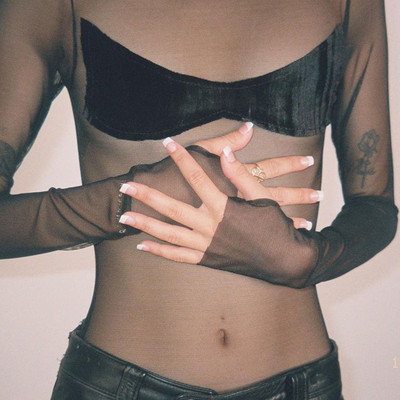 BKLD 2021, de primăvară, denim, patchwork, plasă, cu mânecă lungă, body negru, pentru femei, ținute dintr-o bucată