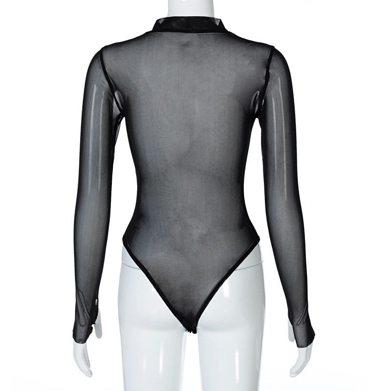 BKLD 2021, de primăvară, denim, patchwork, plasă, cu mânecă lungă, body negru, pentru femei, ținute dintr-o bucată