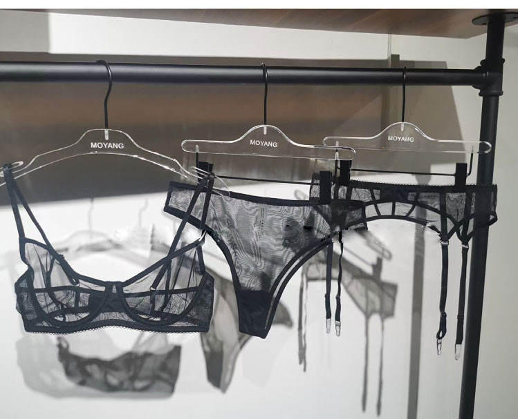 Seksikas pitsvõrgust läbipaistvad rinnahoidjapükste komplekt kolmnurkne tass väike rinnakorv rinnahoidja terasrõngas naiste pesu kolmeosaline komplekt