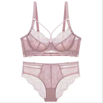 Seksi ultra tanki grudnjak i gaćice s izvezenim nabranim cvjetnim grudnjakom, kompleti grudnjaka sa žicama, ružičasto žensko donje rublje, gaćice