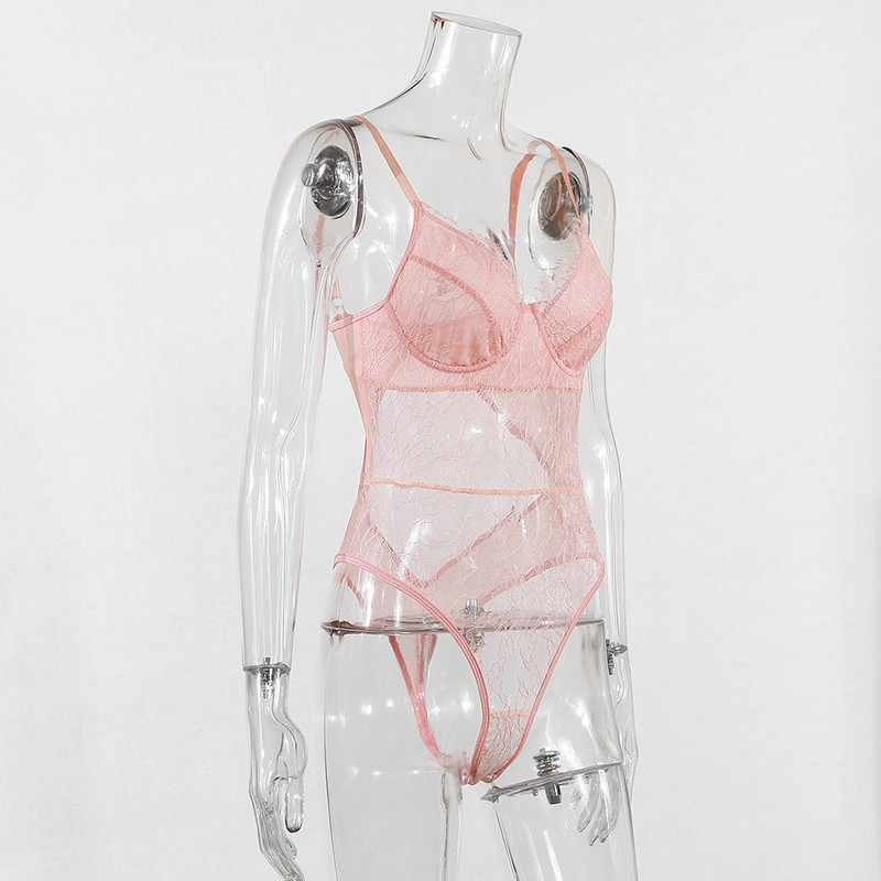 BKLD Body sexy pentru femei, 2019, haine de club de vară, noi, cu scobit, fără spate, salopete din dantelă, salopete roz, body transparente pentru femei