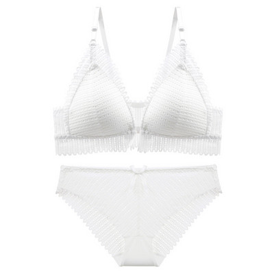 Set de lenjerie sexy Sutiene cu închidere în față cu dantelă pentru femei Lenjerie de corp fără sudură Sutien Push Up Lenjerie fără fir Slip bralette fără spate