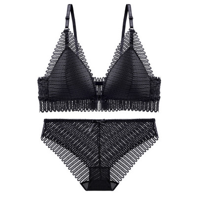 Set de lenjerie sexy Sutiene cu închidere în față cu dantelă pentru femei Lenjerie de corp fără sudură Sutien Push Up Lenjerie fără fir Slip bralette fără spate