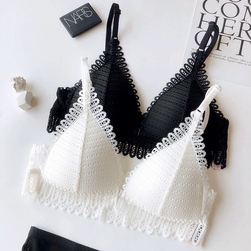 Set de lenjerie sexy Sutiene cu închidere în față cu dantelă pentru femei Lenjerie de corp fără sudură Sutien Push Up Lenjerie fără fir Slip bralette fără spate