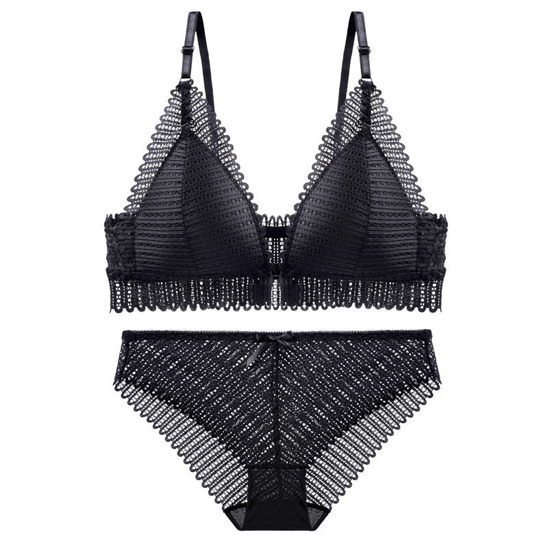 Set de lenjerie sexy Sutiene cu închidere în față cu dantelă pentru femei Lenjerie de corp fără sudură Sutien Push Up Lenjerie fără fir Slip bralette fără spate