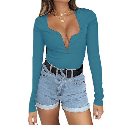 YSDNCHI Salopete negre sexy Skinny cu mânecă lungă Combi pentru femei Moda Body Mujer Salopete Salopete Streetwear Top alb