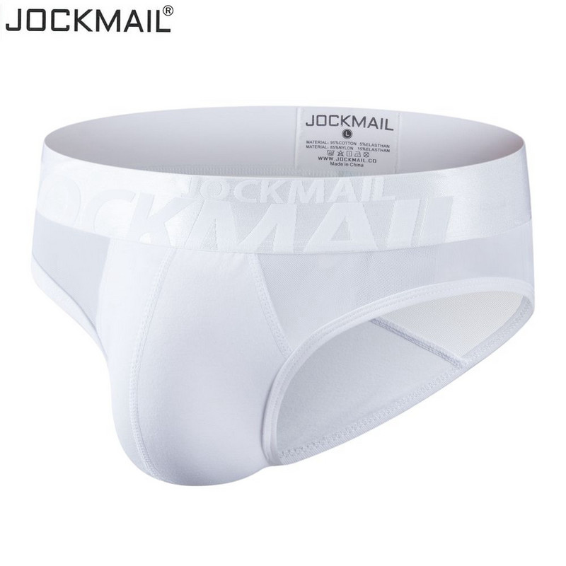 JOCKMAIL Σέξι ανδρικά εσώρουχα Βαμβακερά εσώρουχα μπικίνι που αναπνέουν ανδρικά σέξι διάφανα λουράκια Jock slip λευκό μαύρο
