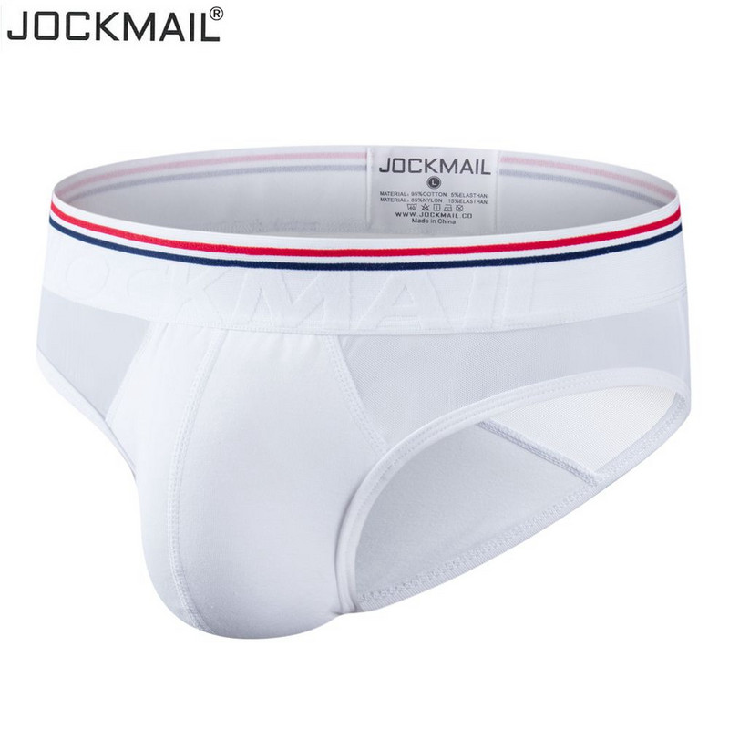 JOCKMAIL Σέξι ανδρικά εσώρουχα Βαμβακερά εσώρουχα μπικίνι που αναπνέουν ανδρικά σέξι διάφανα λουράκια Jock slip λευκό μαύρο