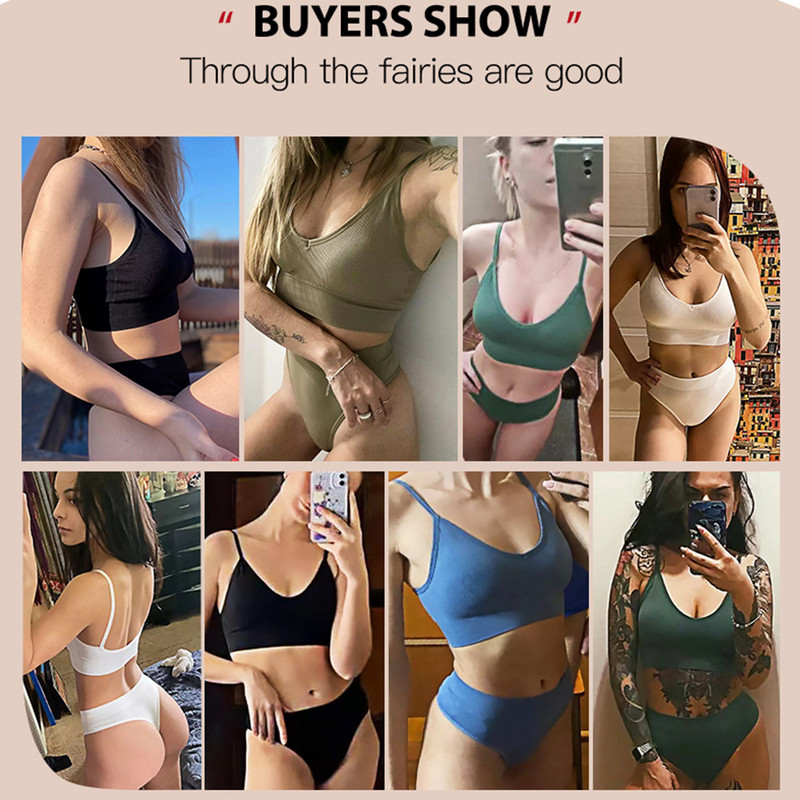 Γυναικείο Σετ σουτιέν εσωρούχων Σέξι μπλούζες και σώβρακα χωρίς μανίκια, χωρίς ραφές, ρυθμιζόμενα εσώρουχα Bralette Bandeau Gather