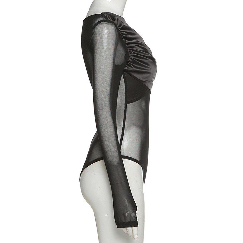 BKLD naiste sügisriided 2020 naiste body, pikkade varrukatega, seksikad klubirõivad, õlgadeta võrk, läbipaistvad bodid