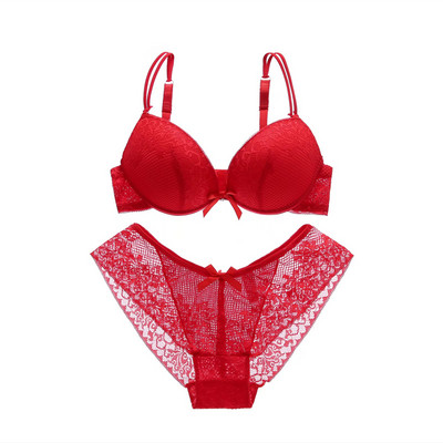 Φτηνό Σετ σουτιέν για κορίτσια Δαντέλα Floral Σετ εσώρουχα Push Up Σλιπ Σουτιέν Comfort Προσαρμοσμένο Σουτιέν και Σετ εσώρουχα Σέξι εξώπλατο σετ εσωρούχων