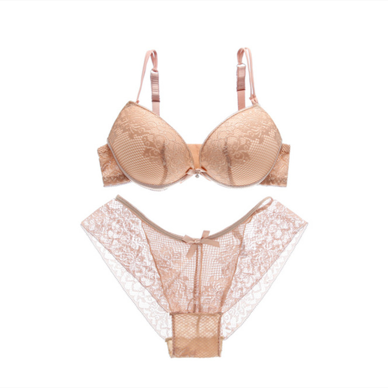 Φτηνό Σετ σουτιέν για κορίτσια Δαντέλα Floral Σετ εσώρουχα Push Up Σλιπ Σουτιέν Comfort Προσαρμοσμένο Σουτιέν και Σετ εσώρουχα Σέξι εξώπλατο σετ εσωρούχων