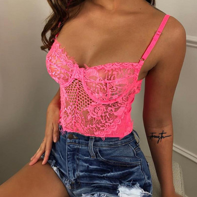 BKLD Body din dantelă Soild pentru femei, vară, sexy, cu vedere prin corp skinny, body cu bretele spaghete 2019, pantaloni scurți pentru femei