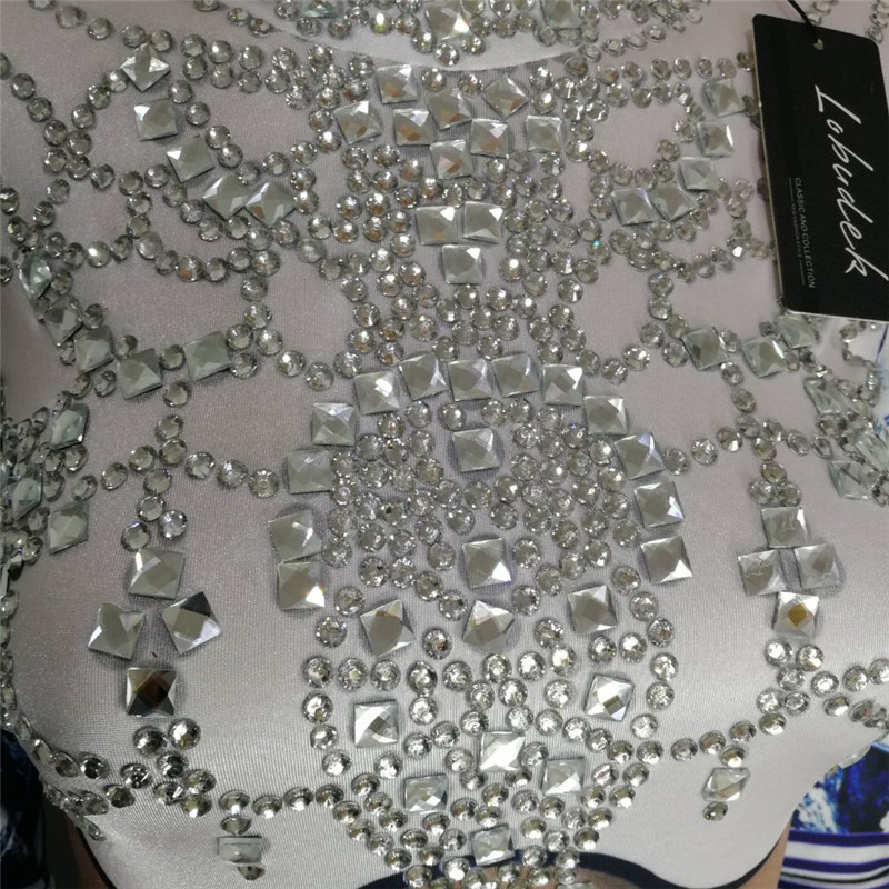 Säravate kividega seksikas body Pagoda varrukatega trikoo kombinesoon särav Crystals kostüüm Ööklubi Party DJ esinemisriietus