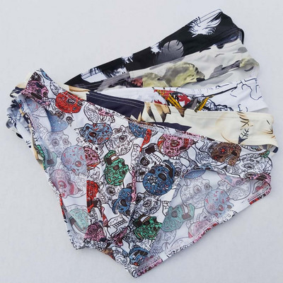 4 τεμ/Lot Ανδρικά σέξι σλιπ με εμπριμέ αναπνεύσιμο μαλακό εσώρουχο Cucea σώβρακο Άνετο  παντελόνι Cueca ανδρικό εσώρουχο ST77-1