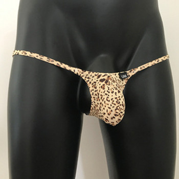 Мъжки секси щампи с T-back Thongs Мъжки Pensi Pouch Leopard Breifs Бельо с ниска талия Ice Silk Seamless Panties Man Colorful Bikini