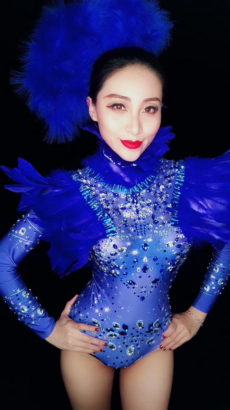 Sexy Bar Ženski kostimi Bodi Noćni klub Crveni kamenčići Bright Crystals Catsuit Outfit Pjevačica Plesačica Odjeća za pozornicu