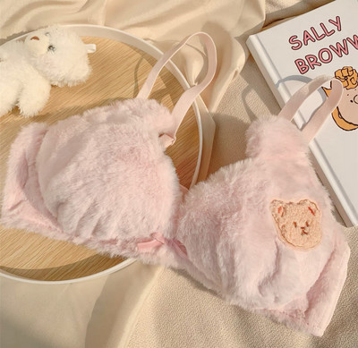 Κορίτσια βελούδινο στηθόδεσμο lolita Ιαπωνικό χαριτωμένο, χωρίς ατσάλι, κοστούμι σουτιέν, άνετο και ζεστό εσώρουχο σουτιέν κοριτσιού Kawaii μεγάλο