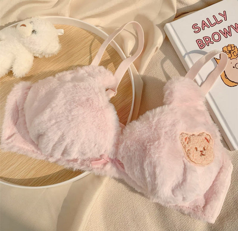 Κορίτσια βελούδινο στηθόδεσμο lolita Ιαπωνικό χαριτωμένο, χωρίς ατσάλι, κοστούμι σουτιέν, άνετο και ζεστό εσώρουχο σουτιέν κοριτσιού Kawaii μεγάλο