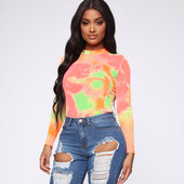 BKLD 2019. aasta suvemood Bodysuit Seksikas õhuke lips, värvitud trükitud ümmargune kaelus, pikkade varrukatega bodycon püksid naiste kombinesooni tänavastiilis