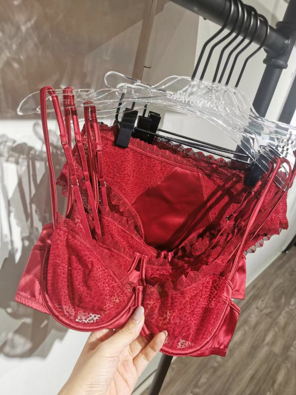 Wriufred Set de lenjerie cu imprimeu de leopard flocat, tentație de perspectivă sexy, set de sutien ultra-subțire, set de lenjerie intimă pentru femei