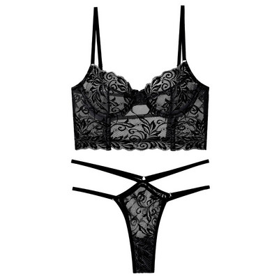 Set de sutien subțire transparent de lux, dantelă sexy cu inel de oțel, lenjerie de corp pentru tentație, chiloți bralette fără burete