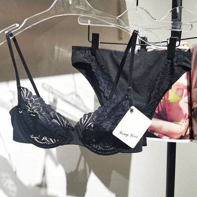 Set de sutien subțire transparent de lux, dantelă sexy cu inel de oțel, lenjerie de corp pentru tentație, chiloți bralette fără burete