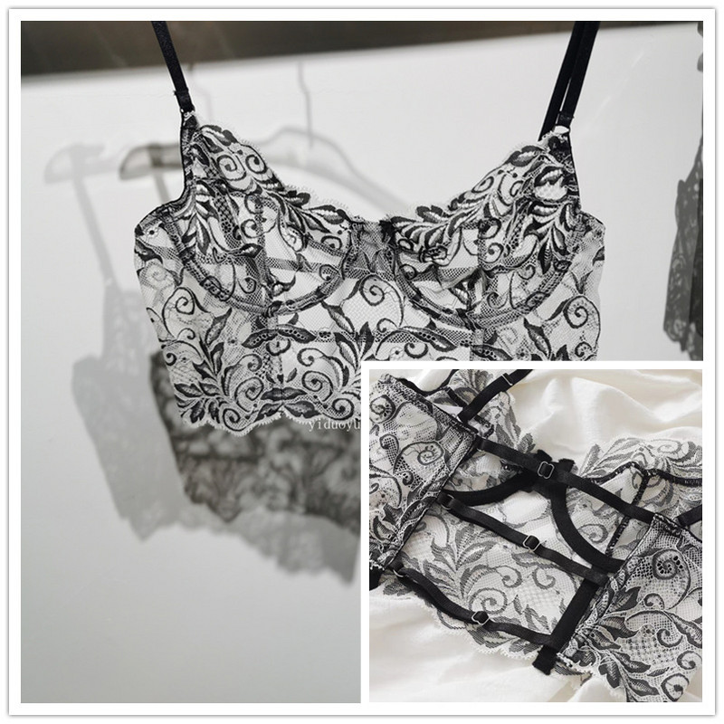 Set de sutien subțire transparent de lux, dantelă sexy cu inel de oțel, lenjerie de corp pentru tentație, chiloți bralette fără burete