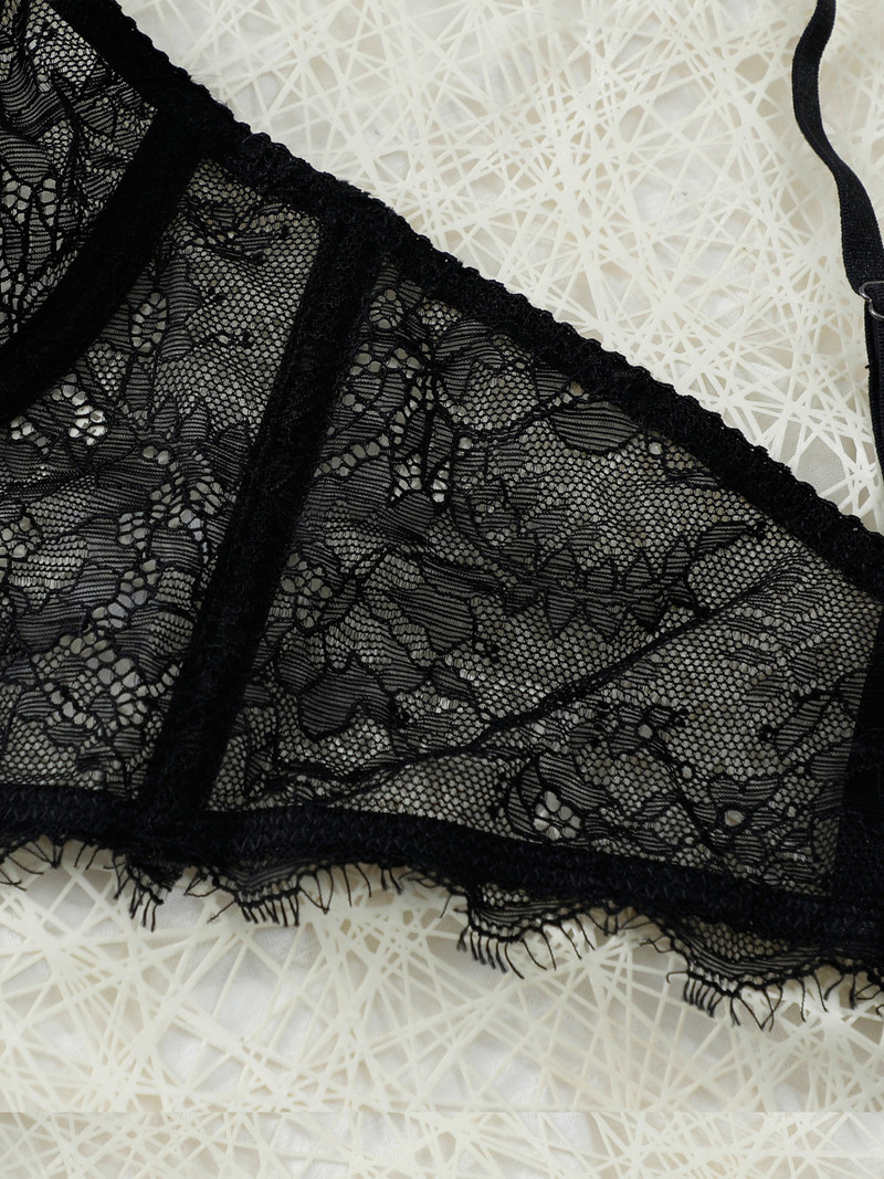 Νεράιδα εξαιρετικά λεπτό σουτιέν θηλυκό με ατσάλινο δαχτυλίδι bralette διάφανο λευκό σέξι καθαρό κοστούμι επιθυμίας δαντέλα μαζεμένο εσώρουχο