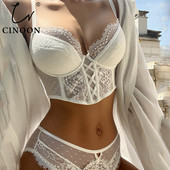 CINOON Seksikas pitspesu naistele Prantsuse rinnahoidja aluspükste komplekt Underwire Push Up rinnahoidja armas naiste romantiline pulmapesu