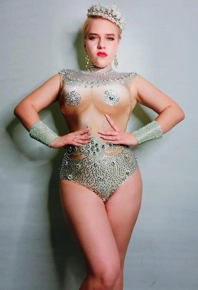 Body cu strasuri, fără mâneci, fără mâneci, spate, bar, club de noapte, femei, cântărețe, dansatoare, echipament de scenă, body stretch DJ, sexy, cu cristal