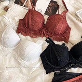 2022 Νέο Κέντημα Δαντέλα Γυναικείο Σέξι Εσώρουχα Σέξι Άνετα Αναπνεύσιμο Βαμβακερό Παχύ Σετ Σουτιέν εσώρουχα ABCD Cup