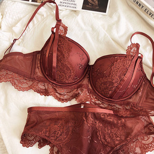 2022 Νέο Κέντημα Δαντέλα Γυναικείο Σέξι Εσώρουχα Σέξι Άνετα Αναπνεύσιμο Βαμβακερό Παχύ Σετ Σουτιέν εσώρουχα ABCD Cup