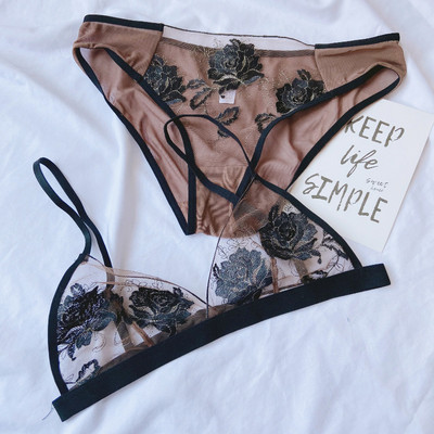 Εξαιρετικά λεπτά κεντημένα σετ εσωρούχων σε στυλ χωρίς ατσάλινο σουτιέν εσώρουχα που ταιριάζουν ελαφρύ καλοκαιρινό μικρό μπραλέ μονής στρώσης