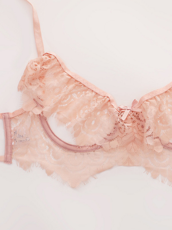 Marginea din dantela lenjerie subțire transparentă ultra-subțire sutien cu inel de oțel pentru femei lenjerie de corp chiloți tanga respirabil Set bralette din 3 piese