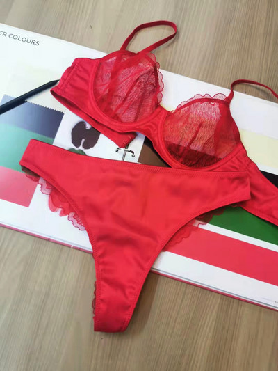 Lenjerie de corp nou model de carte sexy din plasă de lenjerie din dantelă cu set de pantaloni femei bralette cu inel de oțel adunați set sutien respirabil