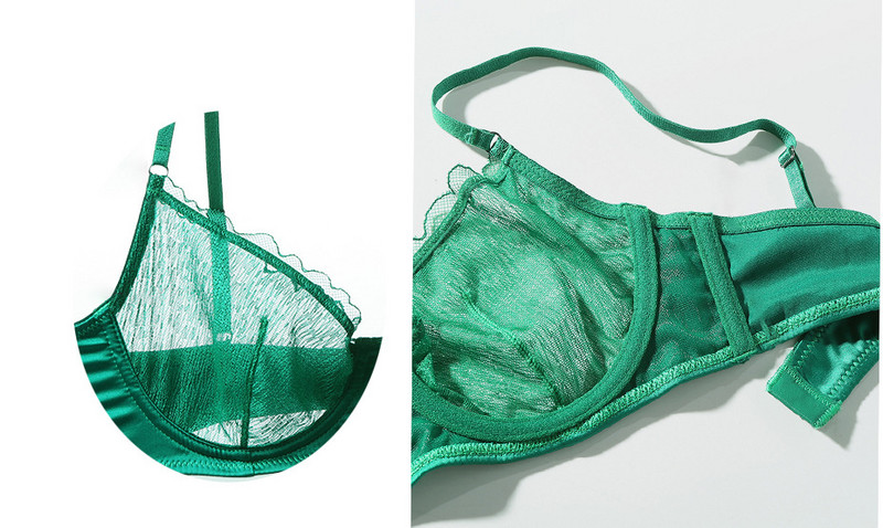 Lenjerie de corp nou model de carte sexy din plasă de lenjerie din dantelă cu set de pantaloni femei bralette cu inel de oțel adunați set sutien respirabil