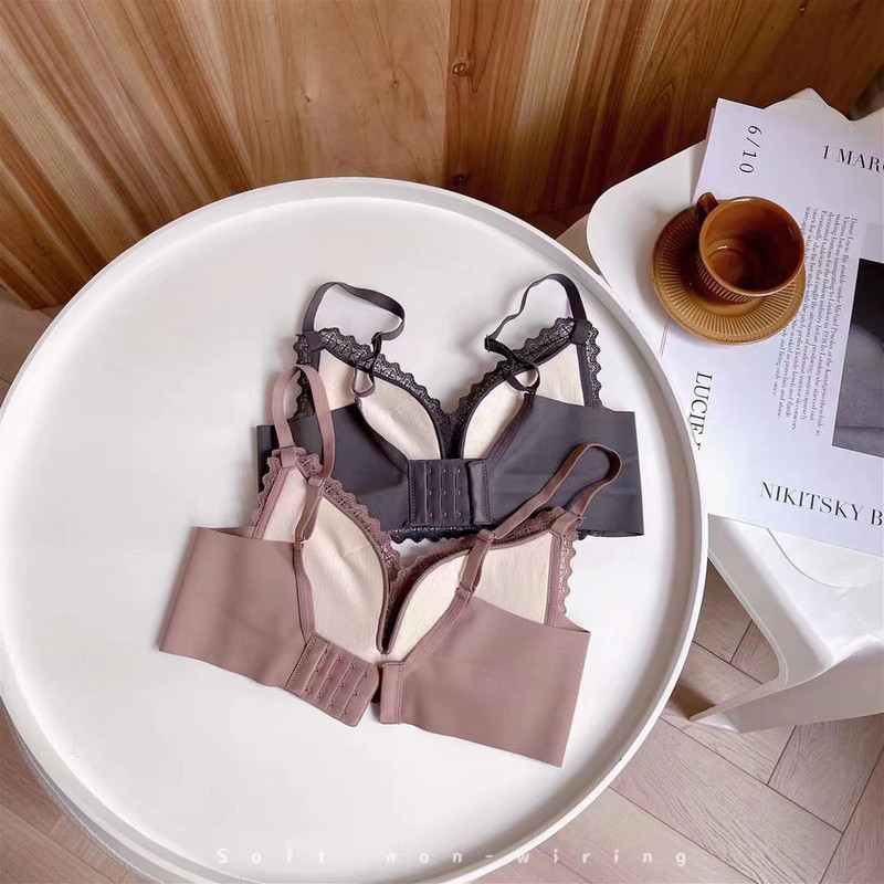 Σετ σουτιέν με μαλακό βαμβακερό τρίγωνο φλιτζάνι μαζεμένο χωρίς ατσάλινο δαχτυλίδι Push Up σετ εσωρούχων για κορίτσι Γλυκό και άνετο σέξι εσώρουχο με φιόγκο