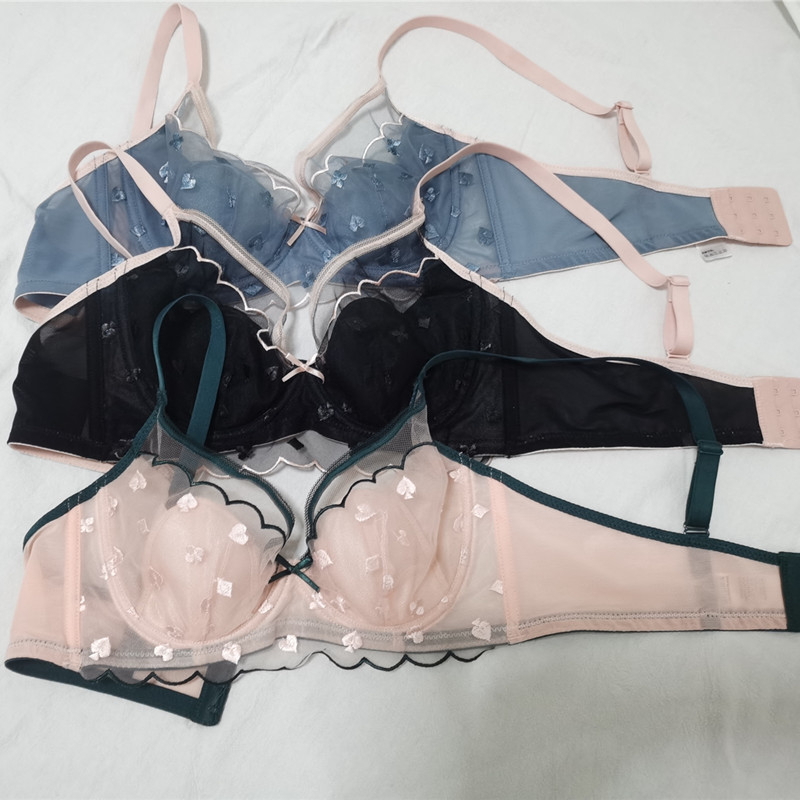 Lenjerie de corp cu broderie tridimensională sutien pentru femei cupă de cristal sânii mari lenjerie chiloți inel din oțel moale set sutien sexy
