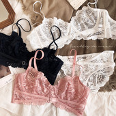 4 Χρώμα Μεγάλο Μέγεθος ABCD 70-85 2021 Summer Ultrathin Cup Intimates Full Lace Γυναικεία Σέξι Push Up Εσώρουχα Διαφανή σουτιέν κιλότα