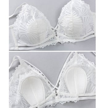 CINOON Секси бельо с бродерия Дамски комплект сутиен и бикини Wire Free Fancy Bralette Модна превръзка Удобно интимно бельо