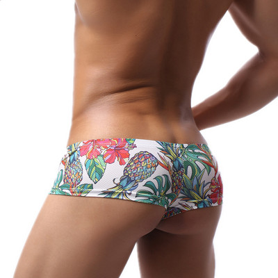 Boxer Lenjerie pentru bărbați Boxer cu talie joasă cu imprimeu Chiloți boxer sexy respirabili Pantaloni scurti de bikini cu husă în U Lenjerie de corp 