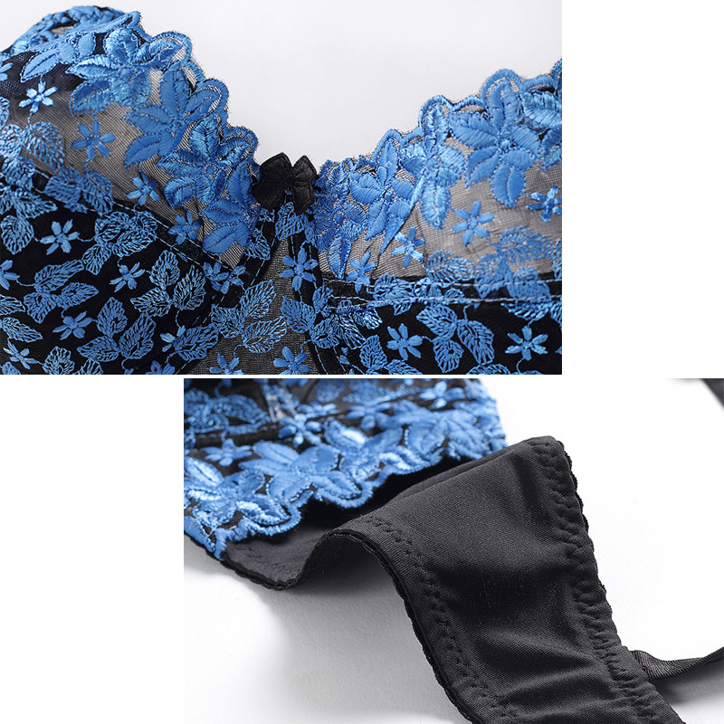 DKERT Femei Dantela Broderie Sexy Transparent Lenjerie Sutien Femei Sutien Plus Size Sutien Bralette Color Patchwork Sutien