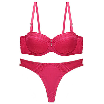 DKERT Half Cup Sexy Dantela Push Up Sutien Set Lenjerie Intima Transparente Tanga Sutien Chiloți Set