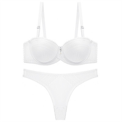 DKERT Half Cup Sexy Dantela Push Up Sutien Set Lenjerie Intima Transparente Tanga Sutien Chiloți Set