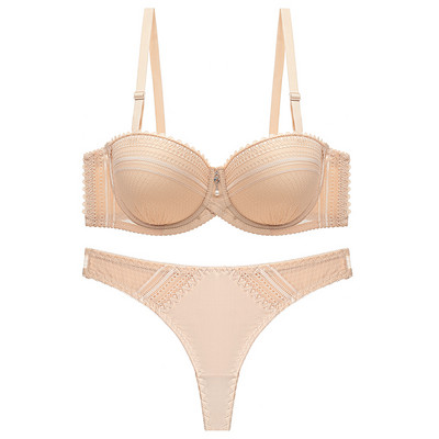 DKERT Half Cup Sexy Dantela Push Up Sutien Set Lenjerie Intima Transparente Tanga Sutien Chiloți Set
